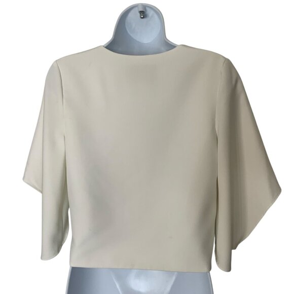 Anthropologie Mare Mare Veronica Cape Blouse 2XS XXS White V-Neck Quiet Luxury - Picture 10 of 14